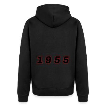 1955 Jahr Zahl - Unisex Premium Bio Zip Hoodie - Schwarz - Hinten - Nico (187cm)