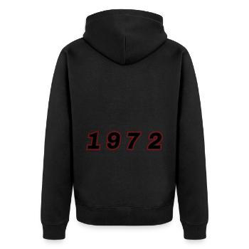 1972 Jahr Zahl - Unisex Premium Bio Zip Hoodie - Schwarz - Hinten - Nico (187cm)