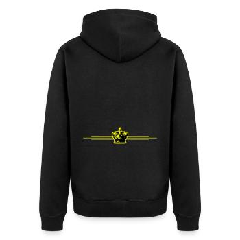 Krone Linie - Unisex Premium Bio Zip Hoodie - Schwarz - Hinten - Nico (187cm)