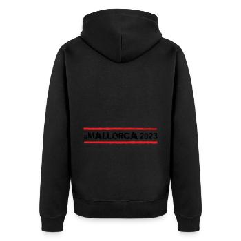 Mallorca 2023 - Unisex Premium Organic Zip Hoodie - black - Back - Nico (187cm)