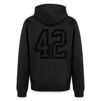 42 number symbol - Unisex Premium Organic Zip Hoodie - black - Back - Nico (187cm)