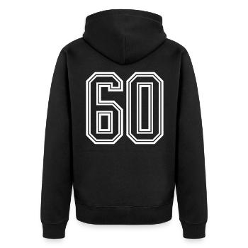 Symbole de 60 chiffres - Veste à capuche bio Premium Unisexe - noir - Dos - Nico (187cm)