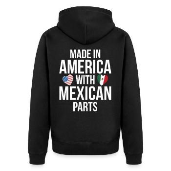 MADE IN AMERICA MIT MEXIKANISCHEN TEILEN - Unisex Premium Bio Zip Hoodie - Schwarz - Hinten - Nico (187cm)