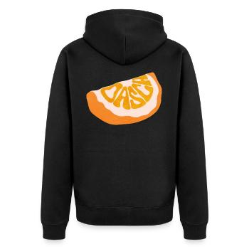 Oasch Oraunsch'n - Unisex Premium Bio Zip Hoodie - Schwarz - Hinten - Nico (187cm)