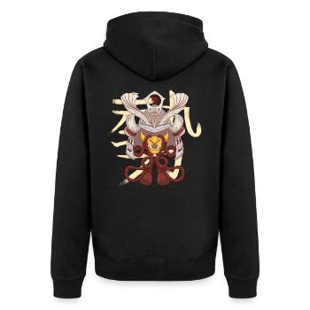 Power - Unisex Premium Organic Zip Hoodie - black - Back - Nico (187cm)