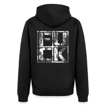 FUCK - Grunge Logo - Veste à capuche bio Premium Unisexe - noir - Dos - Nico (187cm)