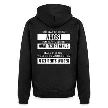 Unqualifizierte Kollegen Lustiger Spruch Arbeit - Unisex Premium Bio Zip Hoodie - Schwarz - Hinten - Nico (187cm)