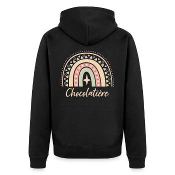 Cadeau Chocolatière. Boho Rainbow chocolatière. - Veste à capuche bio Premium Unisexe - noir - Dos - Nico (187cm)