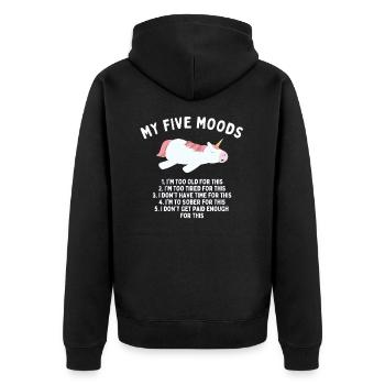 My Five Moods - Unisex Premium Organic Zip Hoodie - black - Back - Nico (187cm)