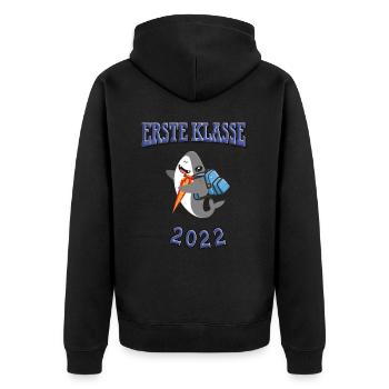 Geschenk zur Einschulung - Unisex Premium Bio Zip Hoodie - Schwarz - Hinten - Nico (187cm)
