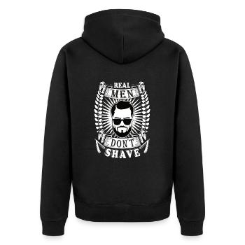 Real men don´t shave Bart Oberlippenbart bärtig - Unisex Premium Bio Zip Hoodie - Schwarz - Hinten - Nico (187cm)