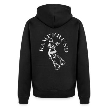 Chihuahua der wohl kleinste Kampfhund der Welt - Unisex Premium Bio Zip Hoodie - Schwarz - Hinten - Nico (187cm)