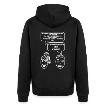 Wenn der Hund die größte Konkurrenz des Mannes ist - Unisex Premium Bio Zip Hoodie - Schwarz - Hinten - Nico (187cm)