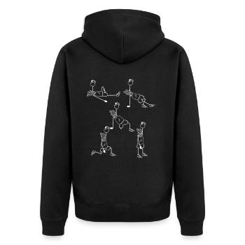 Gym Kettlebell workout turkish get up - Unisex Premium Organic Zip Hoodie - black - Back - Nico (187cm)