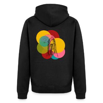 Pop Art Hahn Holger - Unisex Premium Bio Zip Hoodie - Schwarz - Hinten - Nico (187cm)