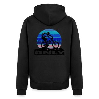 MTB Bike - Unisex Premium Bio Zip Hoodie - Schwarz - Hinten - Nico (187cm)
