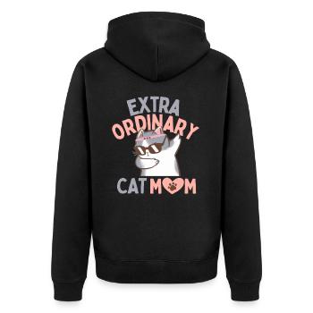 MAMAN CHAT EXTRA ORDINAIRE - Veste à capuche bio Premium Unisexe - noir - Dos - Nico (187cm)