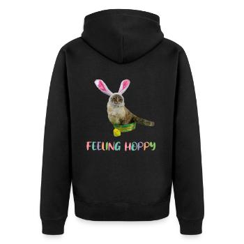 Katzen Geschenkidee, Ostergeschenk für Mann & Frau - Unisex Premium Bio Zip Hoodie - Schwarz - Hinten - Nico (187cm)