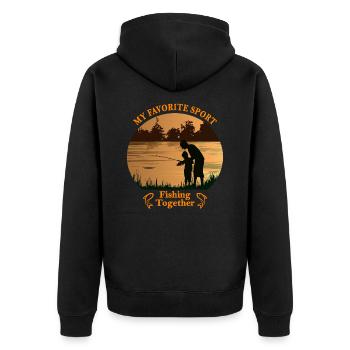 Pêche Père et fils - Mon sport préféré - Veste à capuche bio Premium Unisexe - noir - Dos - Nico (187cm)