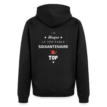 Le véritable soixantenaire au top - Veste à capuche bio Premium Unisexe - noir - Dos - Nico (187cm)