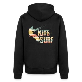 Kiting - Unisex Premium Organic Zip Hoodie - black - Back - Nico (187cm)