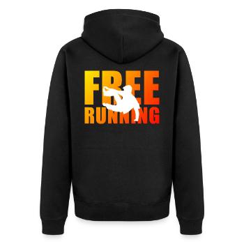 Freerunning - Unisex Premium Bio Zip Hoodie - Schwarz - Hinten - Nico (187cm)