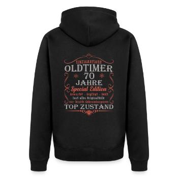 70. Geburtstag Mann 70 Jahre - Unisex Premium Bio Zip Hoodie - Schwarz - Hinten - Nico (187cm)