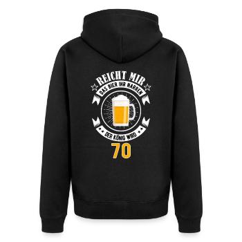 70. Geburtstag Mann 70 Jahre Geschenk - Unisex Premium Bio Zip Hoodie - Schwarz - Hinten - Nico (187cm)