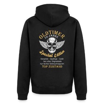 70. Geburtstag Mann 70 Jahre Geschenk - Unisex Premium Bio Zip Hoodie - Schwarz - Hinten - Nico (187cm)