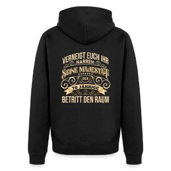 70. Geburtstag Mann 70 Jahre Geschenk - Unisex Premium Bio Zip Hoodie - Schwarz - Hinten - Nico (187cm)
