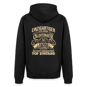 50. Geburtstag Mann Männer 50 Jahre Geschenk - Unisex Premium Bio Zip Hoodie - Schwarz - Hinten - Nico (187cm)