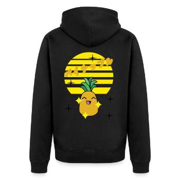 kawaii pineapple fun - Unisex Premium Bio Zip Hoodie - Schwarz - Hinten - Nico (187cm)