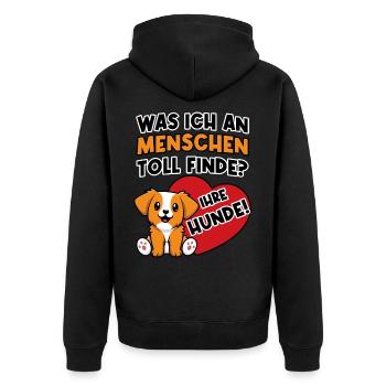 Das tolle an Menschen sind ihre Hunde - Unisex Premium Bio Zip Hoodie - Schwarz - Hinten - Nico (187cm)