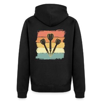 Dart retro vintage - Unisex Premium Organic Zip Hoodie - black - Back - Nico (187cm)