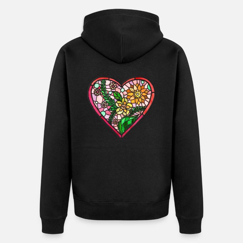 Love Hart Lifde vitrail - Veste à capuche bio Premium Unisexe - noir