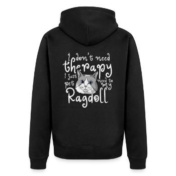 I don't need therapy, but my Ragdoll is buzzing. - Unisex Premium Organic Zip Hoodie - black - Back - Nico (187cm)