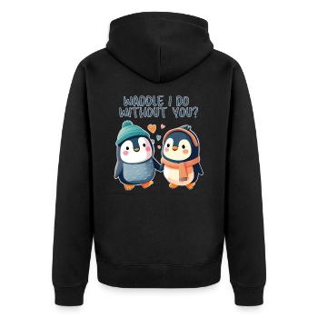 Watscheln, ich komme ohne dich aus - Unisex Premium Bio Zip Hoodie - Schwarz - Hinten - Nico (187cm)
