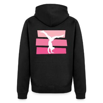 Gymnastik - Unisex Premium Bio Zip Hoodie - Schwarz - Hinten - Nico (187cm)