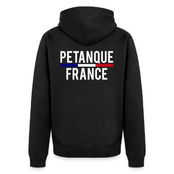Pétanque France Petanque Frankreich Boule Boccia - Unisex Premium Bio Zip Hoodie - Schwarz - Hinten - Nico (187cm)