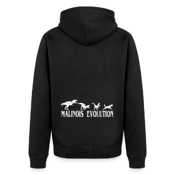 Malinois Evolution Motiv - Unisex Premium Bio Zip Hoodie - Schwarz - Hinten - Nico (187cm)