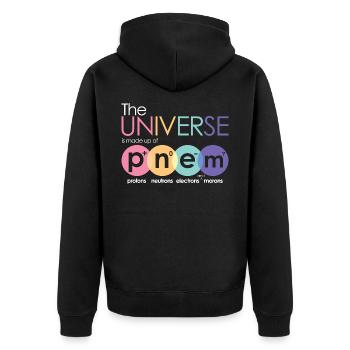 Physics Moron - Unisex Premium Organic Zip Hoodie - black - Back - Nico (187cm)