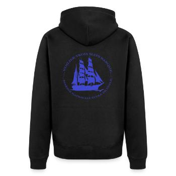 SEGELBOOT ECOLE MARINE NATIONALE CREA L. RUNEMBERG - Unisex Premium Bio Zip Hoodie - Schwarz - Hinten - Nico (187cm)