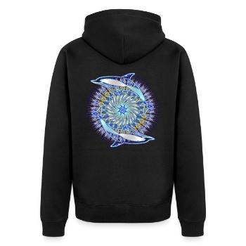 Dolphin Kaleidoscope 10 - Unisex Premium Organic Zip Hoodie - black - Back - Nico (187cm)
