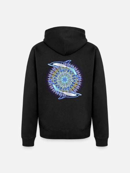 Dolphin Kaleidoscope 10 - Unisex Premium Organic Zip Hoodie - black