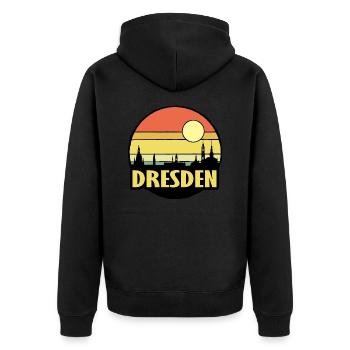 Dresden - Unisex Premium Bio Zip Hoodie - Schwarz - Hinten - Nico (187cm)