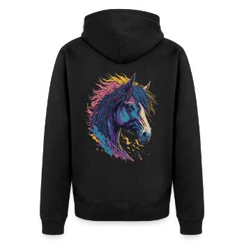 Pop Art Horse - Unisex Premium Bio Zip Hoodie - Schwarz - Hinten - Nico (187cm)