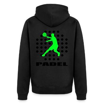 Padel - Unisex Premium Bio Zip Hoodie - Schwarz - Hinten - Nico (187cm)