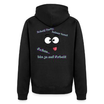 Scheiß Party - Unisex Premium Bio Zip Hoodie - Schwarz - Hinten - Nico (187cm)