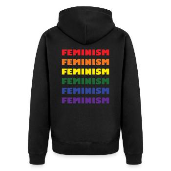 Feminismus - Unisex Premium Bio Zip Hoodie - Schwarz - Hinten - Nico (187cm)