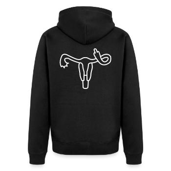 Uterus Feminismus Frauenrechte - Unisex Premium Bio Zip Hoodie - Schwarz - Hinten - Nico (187cm)